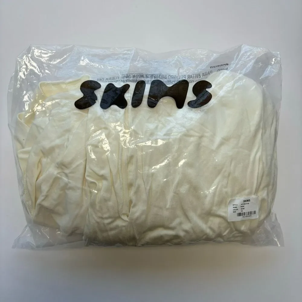 Skims Sleep Robe - Bone - Size 2x / Comfy Stretch Loungewear Kim Kardashian